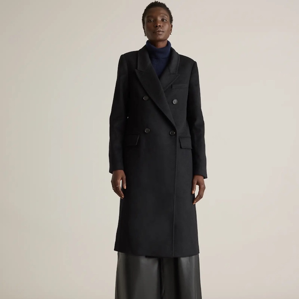 QUINCE Italian Wool Double-Breasted Coat Size Small Color Black